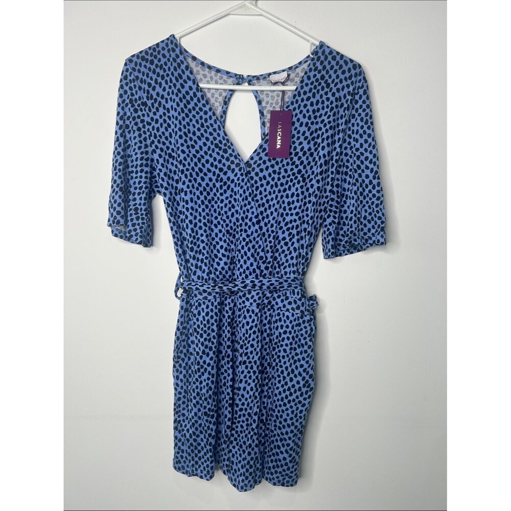 LASCANA Blue Polka Dot Wrap-Style Romper